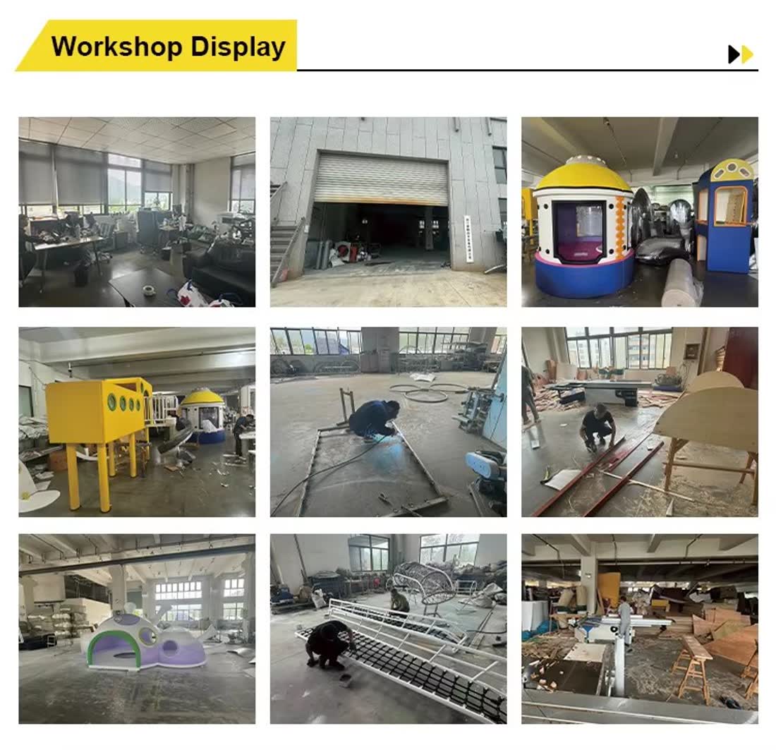 Commercial playground manufacturing team workshop display